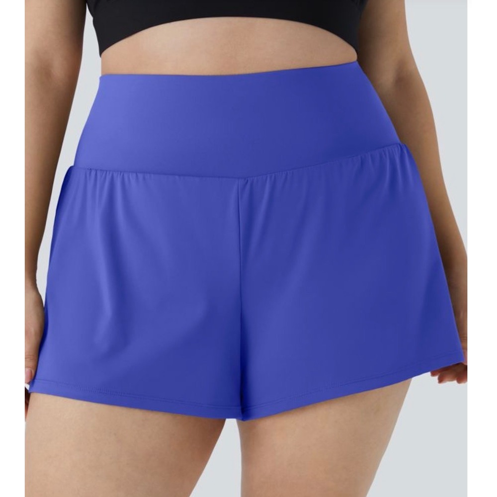 Halara‎ SoftlyZero Airy Pocket 2-in-1 Gym Shorts Plus Size 2X Long Aster Blue